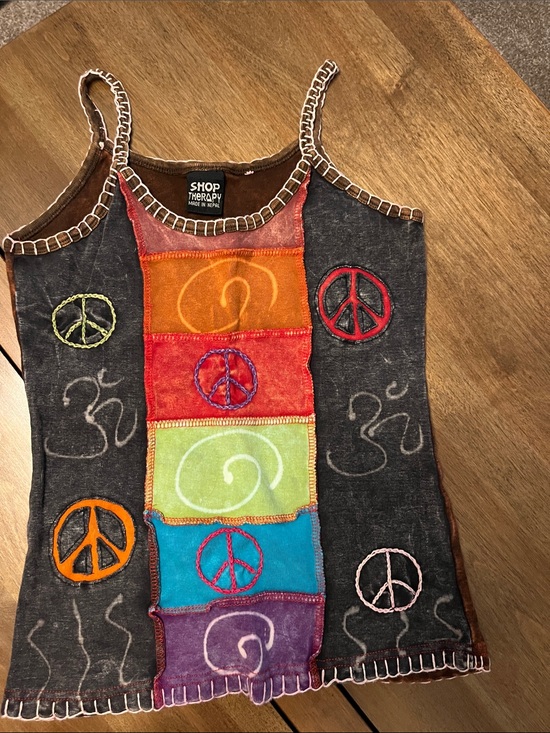 therapy Tops - Therapy Multicolor Patchwork Tank with Orange & Red Panels